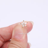Detail View 2 of Golden Marquise Flower Sparkle Top Internally Threaded Steel Flat Back Stud Labret-Clear Gem