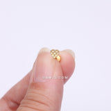 Detail View 2 of Golden Adorable Heart Embossed Top Internally Threaded Steel Flat Back Stud Labret