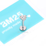 Detail View 3 of Adorable Heart Embossed Top Internally Threaded Steel Flat Back Stud Labret