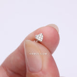 Detail View 2 of Adorable Heart Embossed Top Internally Threaded Steel Flat Back Stud Labret