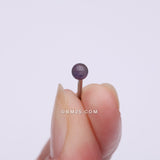 Detail View 2 of Amethyst Stone Ball Top Steel Flat Back Stud Labret