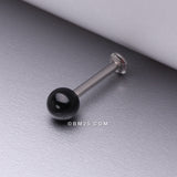 Detail View 1 of Black Agate Stone Ball Top Steel Flat Back Stud Labret