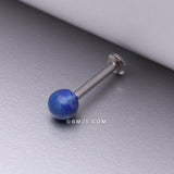 Detail View 1 of Sodalite Blue Stone Ball Top Steel Flat Back Stud Labret