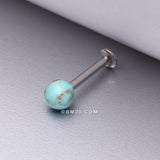 Detail View 1 of Turquoise Stone Ball Top Steel Flat Back Stud Labret