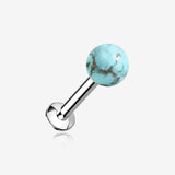 Turquoise Stone Ball Top Steel Flat Back Stud Labret