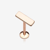 Rose Gold Minimalist Rectangular Bar Top Internally Threaded Steel Labret