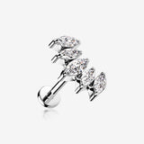 Marquise Sparkle Curve Top Internally Threaded Steel Flat Back Stud Labret