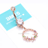 Detail View 4 of Rose Gold Sparkle Chic Flower Wreath Belly Button Ring