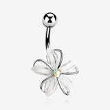 Sparkle Frosted Flower Shimmer Belly Button Ring