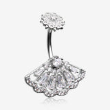 Majestic Fan Brilliant Sparkle Internally Threaded Belly Button Ring