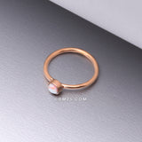 Detail View 1 of Rose Gold Fire Opal Sparkle Bezel Set Bendable Hoop Ring-White Opal