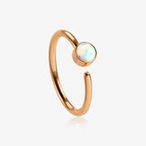 Rose Gold Fire Opal Sparkle Bezel Set Bendable Hoop Ring-White Opal