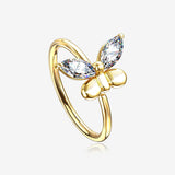 Golden Butterfly Marquise Sparkle Bendable Hoop Ring