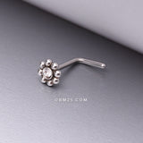 Detail View 1 of Bali Beads Flower Sparkle Steel L-Shaped Nose Ring-Clear Gem