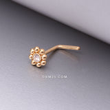 Detail View 1 of Golden Bali Beads Flower Sparkle Steel L-Shaped Nose Ring-Clear Gem
