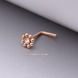 Detail View 1 of Rose Gold Bali Beads Flower Sparkle Steel L-Shaped Nose Ring-Clear Gem