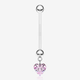 Sparkle Heart Gem Dangle Bio-Flex Pregnancy Belly Button Ring-Pink
