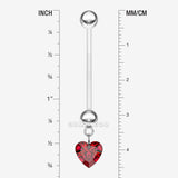 Detail View 1 of Sparkle Heart Gem Dangle Bio-Flex Pregnancy Belly Button Ring-Red