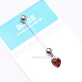 Detail View 4 of Sparkle Heart Gem Dangle Bio-Flex Pregnancy Belly Button Ring-Red