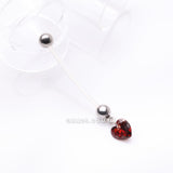 Detail View 2 of Sparkle Heart Gem Dangle Bio-Flex Pregnancy Belly Button Ring-Red