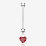 Sparkle Heart Gem Dangle Bio-Flex Pregnancy Belly Button Ring-Red