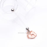 Detail View 2 of Rose Gold Baby Feet Sparkle Dangle Bio-Flex Pregnancy Belly Button Ring-Clear Gem