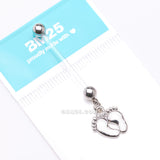 Detail View 4 of Baby Feet Sparkle Dangle Bio-Flex Pregnancy Belly Button Ring-Clear Gem