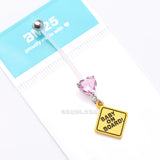 Detail View 4 of Heart Gem Sparkle Baby On Board Dangle Bio-Flex Pregnancy Belly Button Ring-Pink