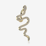Golden Snake Sparkle Top Down Reverse Belly Button Ring