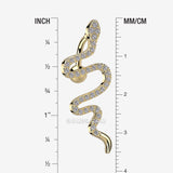Detail View 1 of Golden Snake Sparkle Top Down Reverse Belly Button Ring-Clear Gem