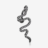 Blackline Snake Sparkle Top Down Reverse Belly Button Ring-Clear Gem