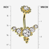 Detail View 1 of Golden Bali Beaded Flora Sparkle Internally Threaded Belly Button Ring-Clear Gem