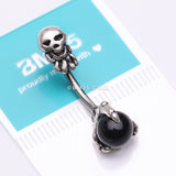 Detail View 3 of Reaper Skull with Onyx Stone Claw Belly Button Ring