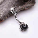 Detail View 2 of Reaper Skull with Onyx Stone Claw Belly Button Ring