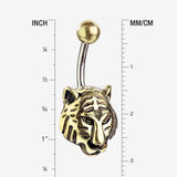 Detail View 1 of Golden Antique Tiger Belly Button Ring