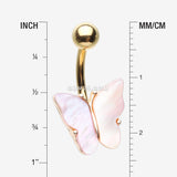 Detail View 1 of Golden Iridescent Natural Shell Butterfly Belly Button Ring