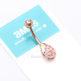 Detail View 4 of Rose Gold Essence Sparkle Dew Droplet Belly Button Ring-Aurora Borealis