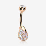 Rose Gold Essence Sparkle Dew Droplet Belly Button Ring-Aurora Borealis