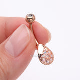 Detail View 3 of Rose Gold Essence Sparkle Dew Droplet Belly Button Ring-Aurora Borealis