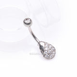 Detail View 2 of Essence Sparkle Dew Droplet Belly Button Ring-Clear Gem