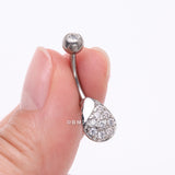 Detail View 3 of Essence Sparkle Dew Droplet Belly Button Ring-Clear Gem