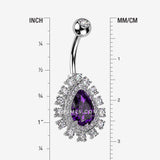 Detail View 1 of Brilliant Teardrop Grand Sparkle Belly Button Ring-Clear Gem/Purple