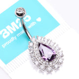 Detail View 4 of Brilliant Teardrop Grand Sparkle Belly Button Ring-Clear Gem/Purple