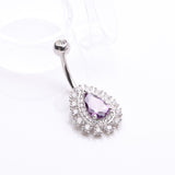 Detail View 2 of Brilliant Teardrop Grand Sparkle Belly Button Ring-Clear Gem/Purple