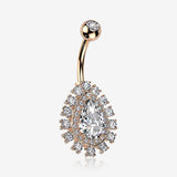 Rose Gold Brilliant Teardrop Grand Sparkle Belly Button Ring