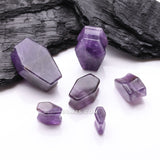 Detail View 2 of A Pair of Amethyst Stone Casket Coffin Double Flared Plug