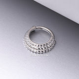 Detail View 1 of Triple Stacked Pyramid Studded Geometric Seamless Clicker Hoop Ring