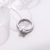 Detail View 1 of Adorable Pearlescent Flower Clicker Hoop Ring