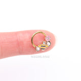 Detail View 2 of Golden Bumble Bee Pearlescent Honeycomb Flower Clicker Hoop Ring