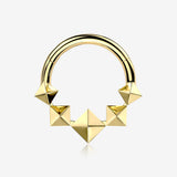 Implant Grade Titanium Golden Square Pyramid Prism Cascade Clicker Hoop Ring